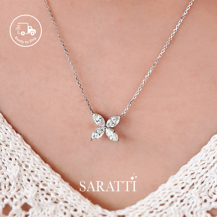 Frosted Petals platinum pendant featuring brilliant lab-grown diamonds | SARATTI