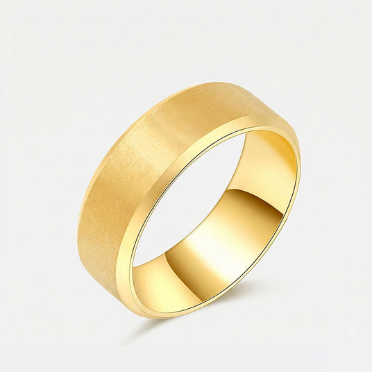 8mm mens wedding band minimalist luxury ring in 18K yellow gold | SARATTI