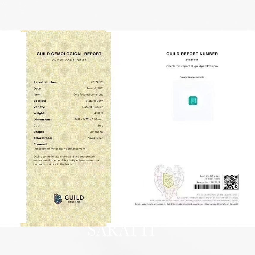 Guild Certified Emerald Close-Up | SARATTI