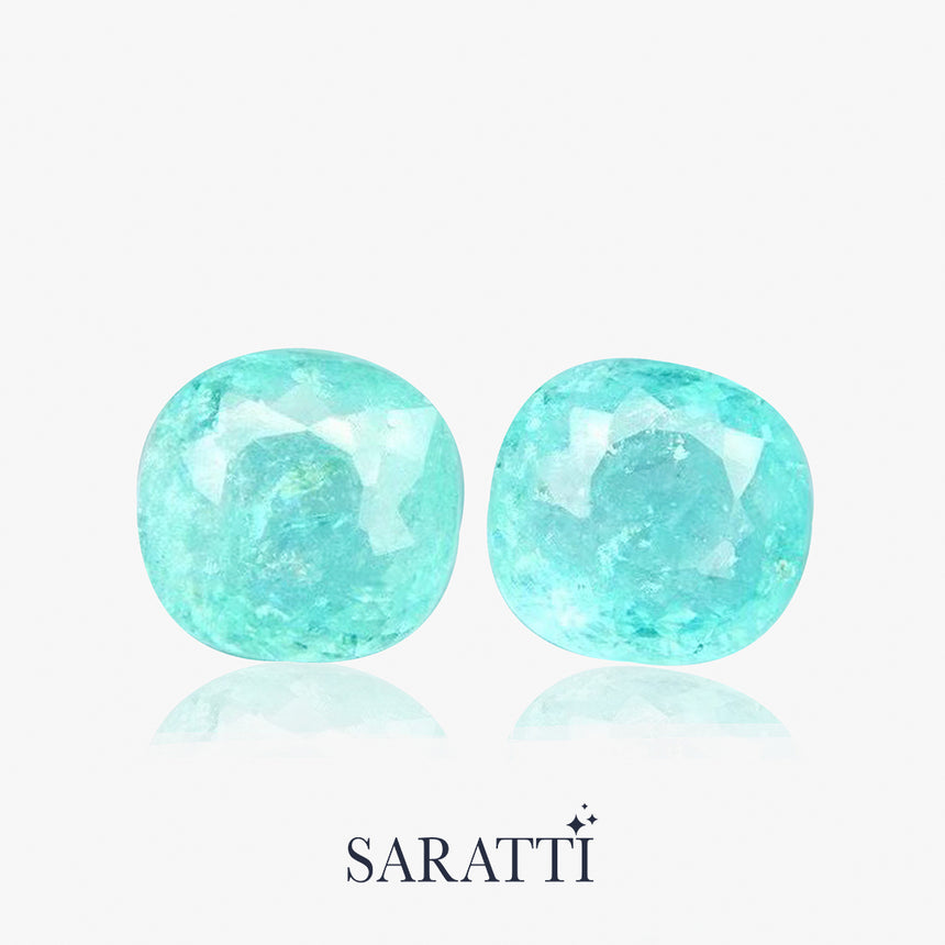 Neon blue cushion tourmaline matching pair | SARATTI
