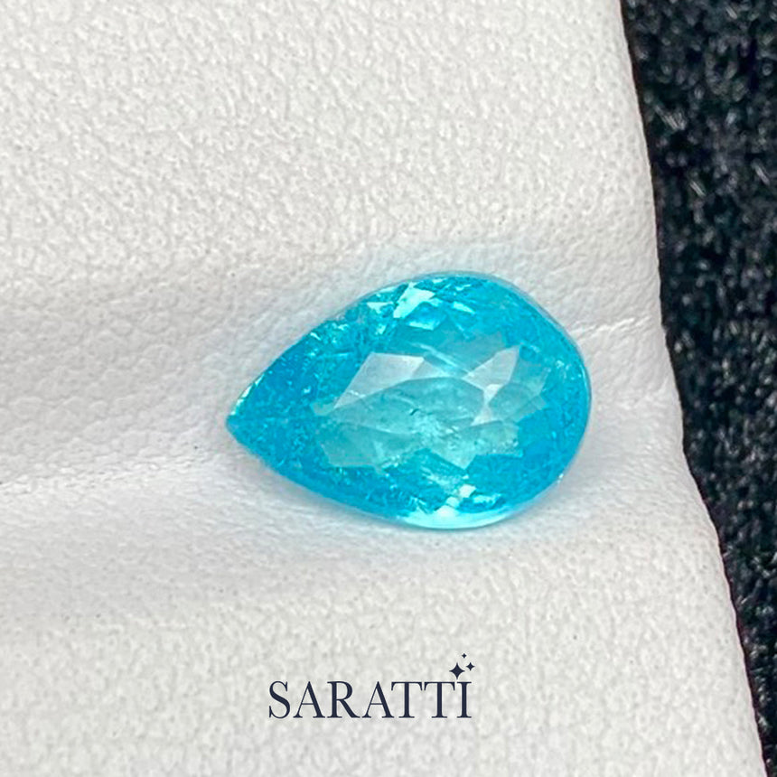 Pear Shape Neon Blue Tourmaline Collector Stone | SARATTI