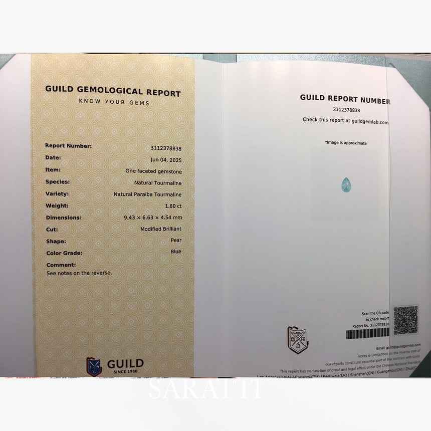 GUILD Certified Paraiba Tourmaline 1.80ct | SARATTI