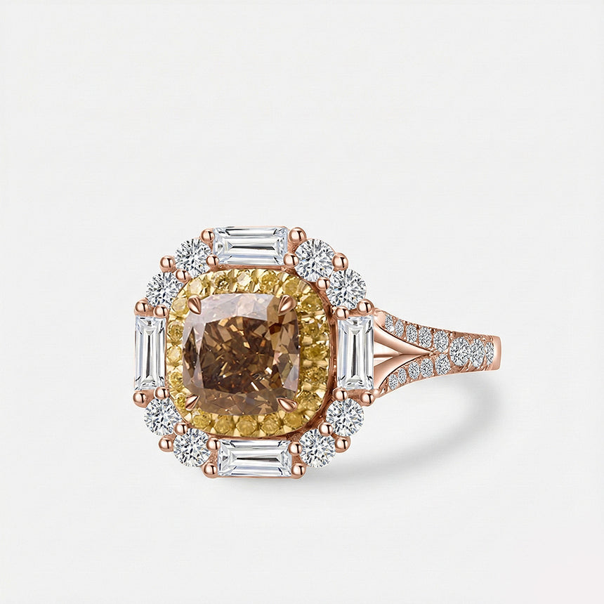 Coffee Diamond Split Shank Ring 2 in 1