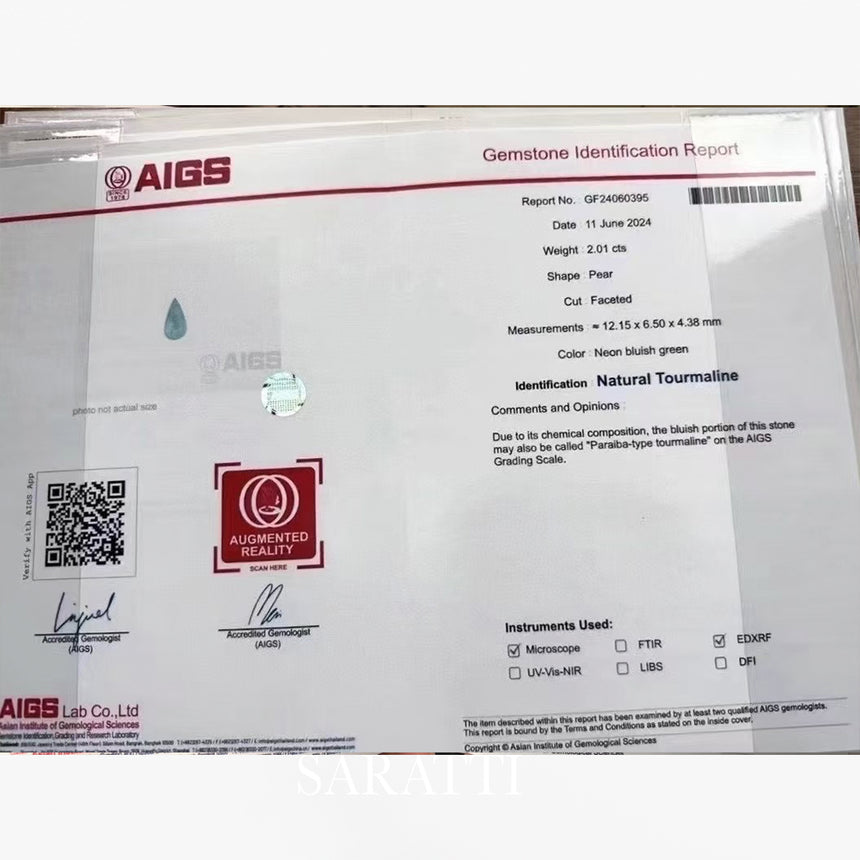 Certified AIGS Paraiba-Type Tourmaline | SARATTI