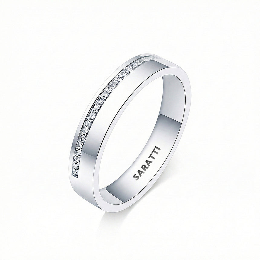 Thin mens wedding band diamond wedding ring in platinum | SARATTI