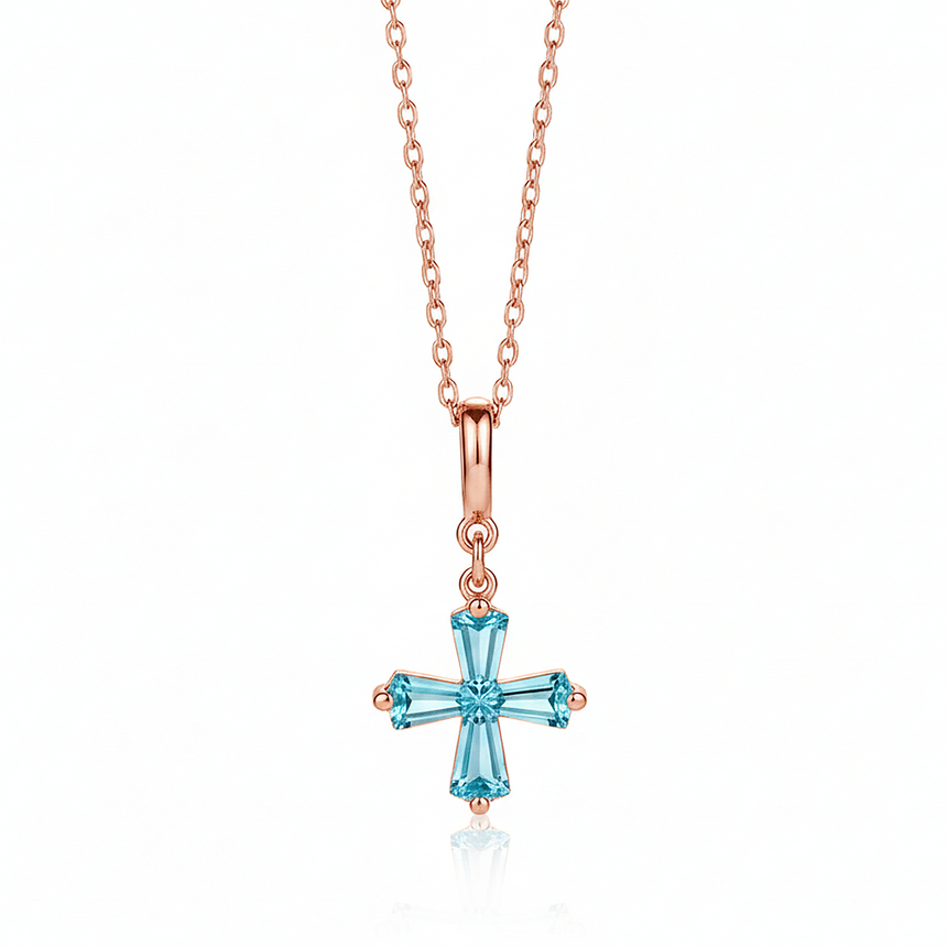 Celestial Cross – Aquamarine Solitaire Edition