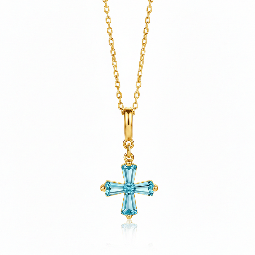 Celestial Cross – Aquamarine Solitaire Edition