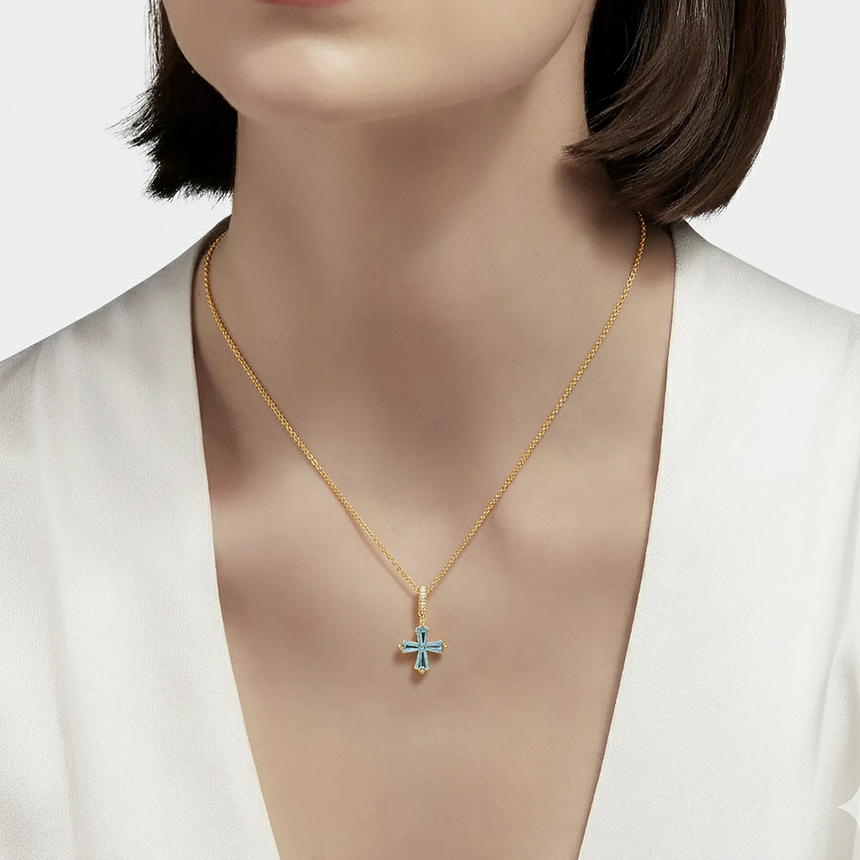 Celestial Cross – Aquamarine Solitaire Edition