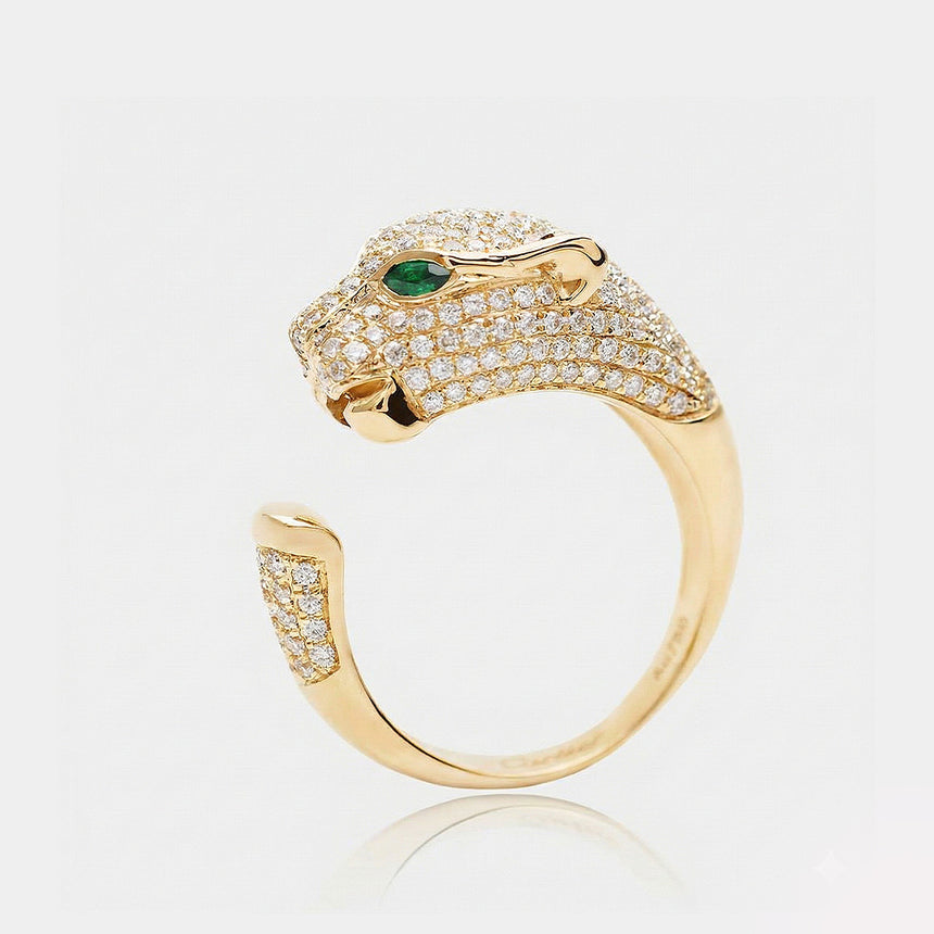 Tiger Ring Diamond Tsavorite In White Gold