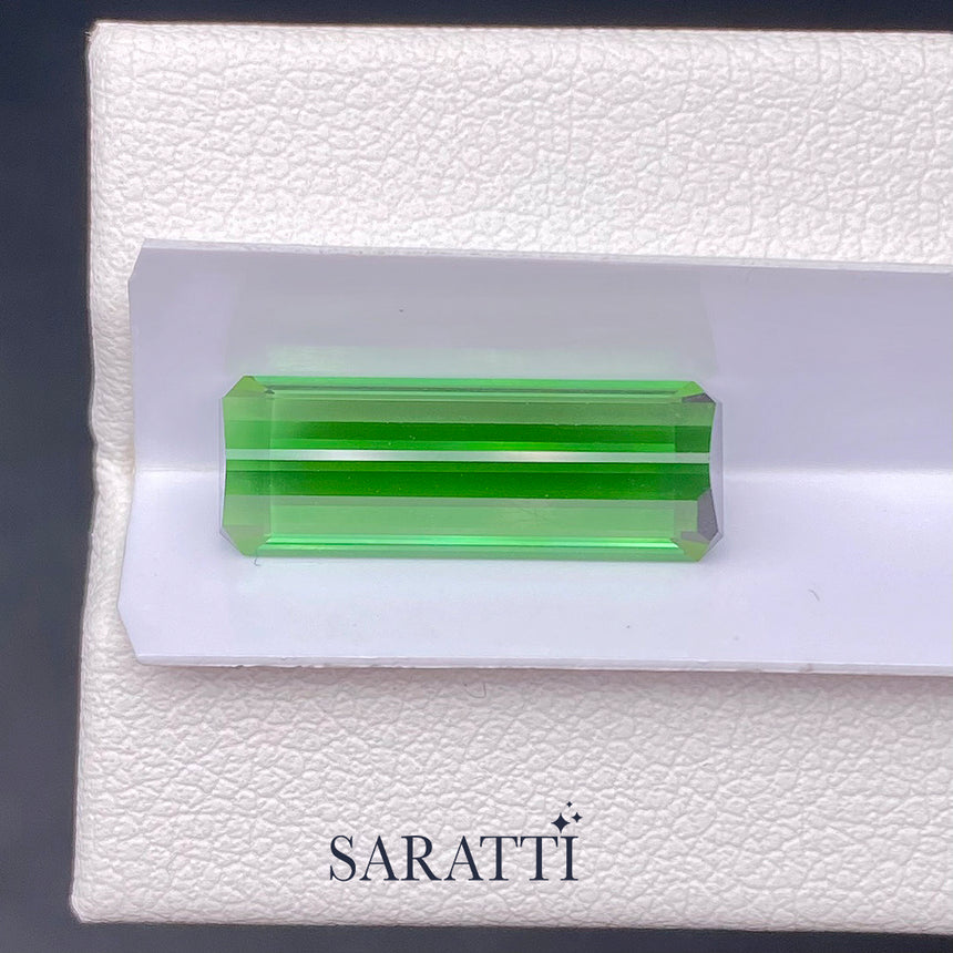 Green Tourmaline Emerald Cut Gemstone | SARATTI