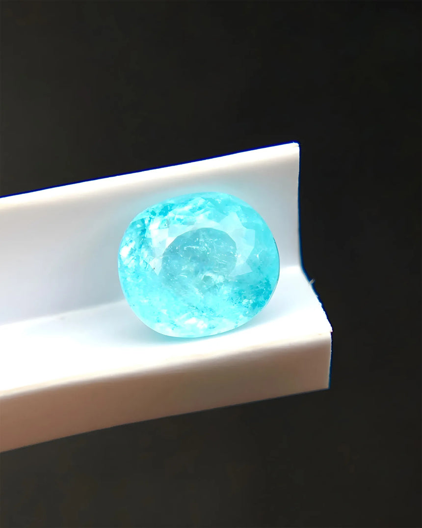 Greenish blue natural Paraiba tourmaline loose stone oval cut | SARATTI