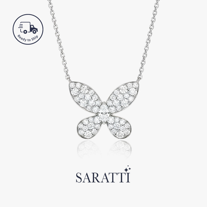 Elegant butterfly diamond jewelry in two sizes | SARATTI