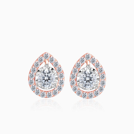 Rose Gold Pear Shaped Tiny Diamond Stud Earrings | Saratti | Custom High and Fine Jewelry