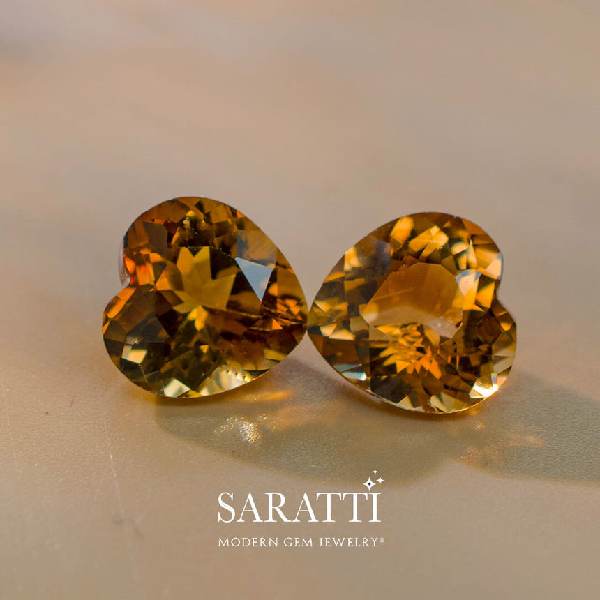 Earrings Material Heart Shape Imperial Topaz Gemstones | Saratti
