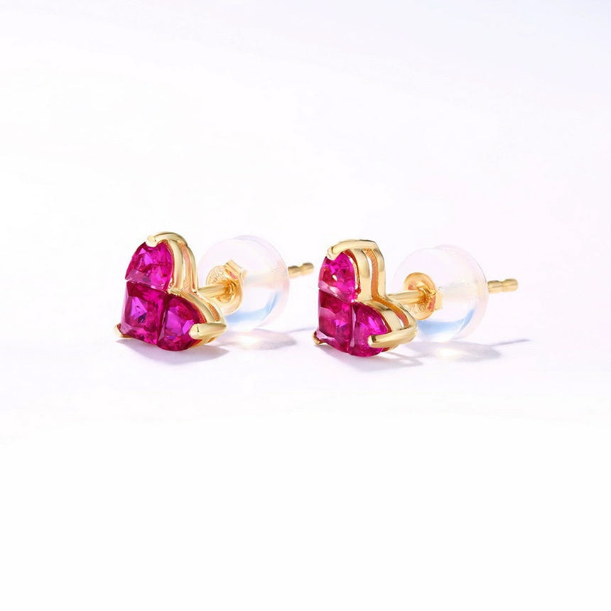Crimson Devotion Ruby Stud Earrings in 14K Gold