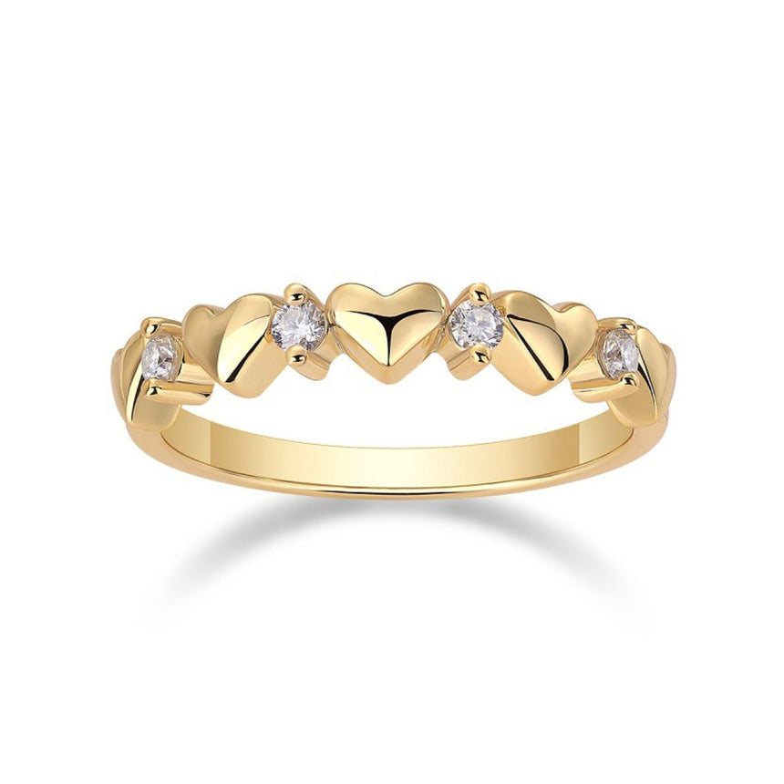 Heartbeat Mosaic: Vermeil 18K Gold Heart Diamond Band