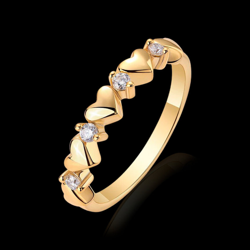 Heartbeat Mosaic: Vermeil 18K Gold Heart Diamond Band