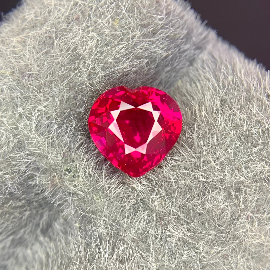 Heart Shape Natural Ruby Gemstone in Pigeon Blood Red | Saratti Jewelry
