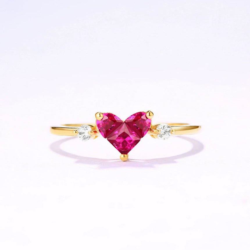 Heart Shape Pigeon Blood Red Ruby Ring - SARATTI