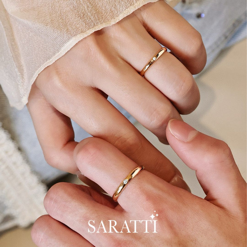 His And Hers Rose Gold Diamond Wedding Rings | Saratti