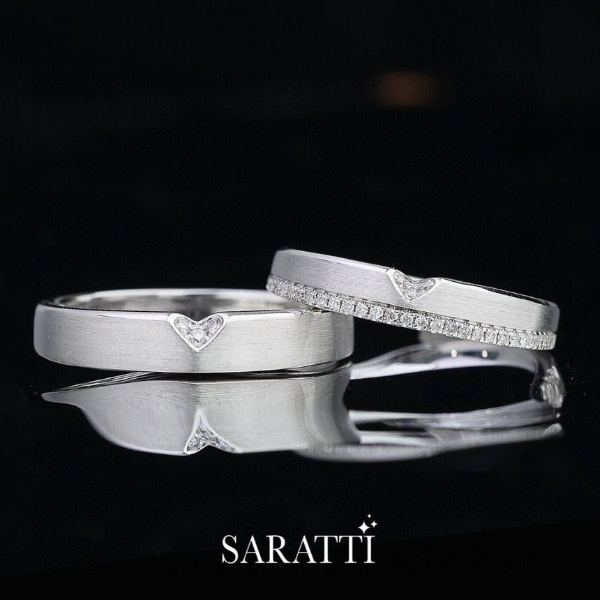 Diamonds Wedding Band Set In 18K White Gold | Saratti