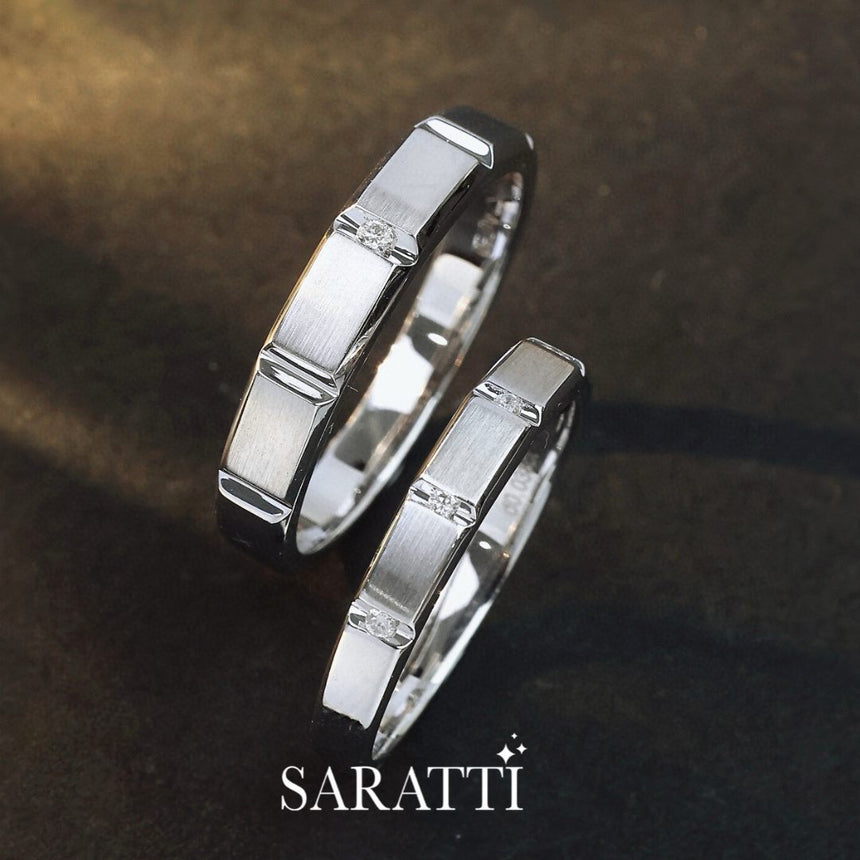 His And Hers Rings With Linear Details | Saratti