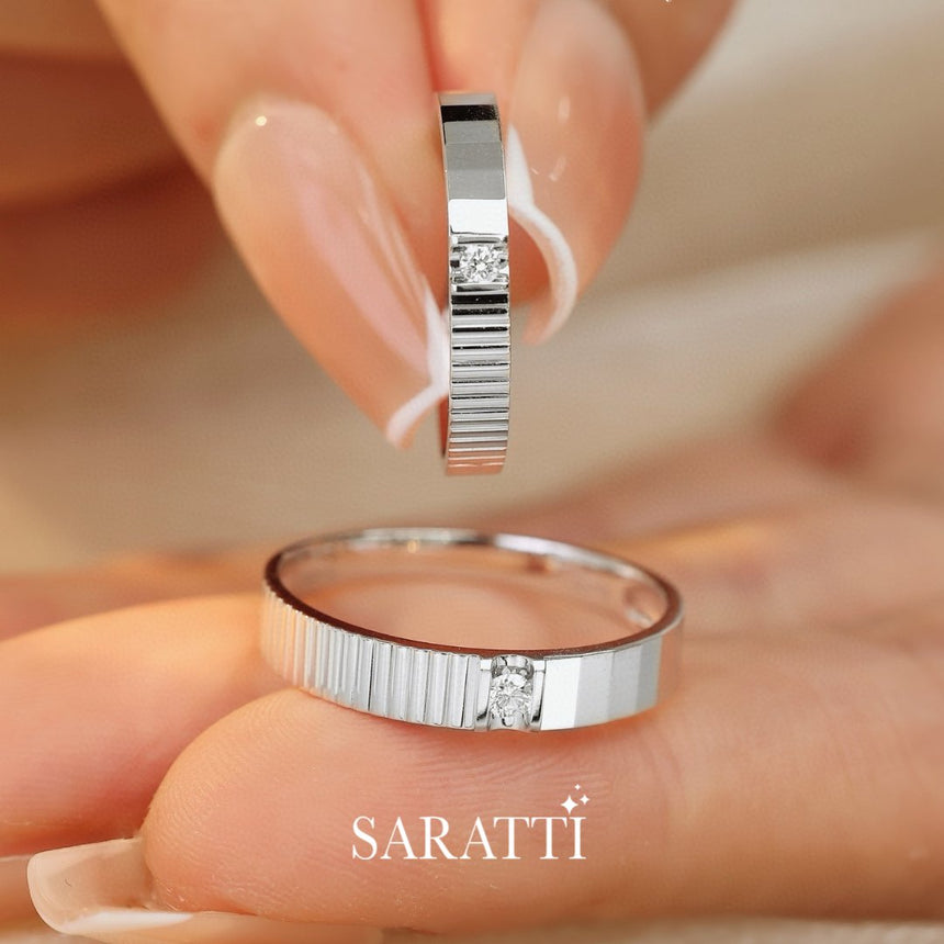 His And Hers Rings With Timeless Design in 18K White Gold | Saratti