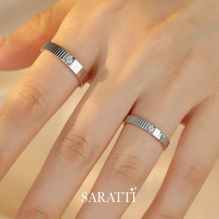 His and Hers Wedding Ring Sets for Couples with Natural Diamond | Saratti