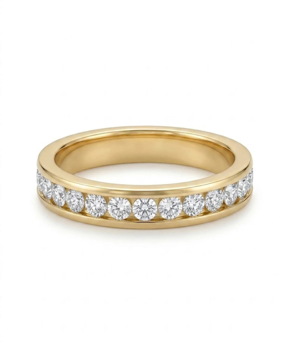 His and hers 18K yellow gold wedding set with diamond eternity band for weddings and anniversaries - SARATTI
