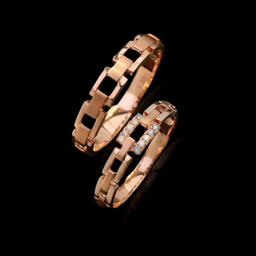 Infinity Link: His & Hers 18K Gold Wedding Band Set