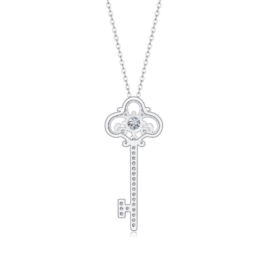 Royal Cipher: Moissanite Antique Key Pendant in Silver
