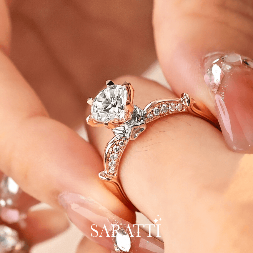 Heart Motif Natural Diamond Engagement Ring