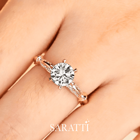 18K Rose Gold Diamond Pave Engagement Ring
