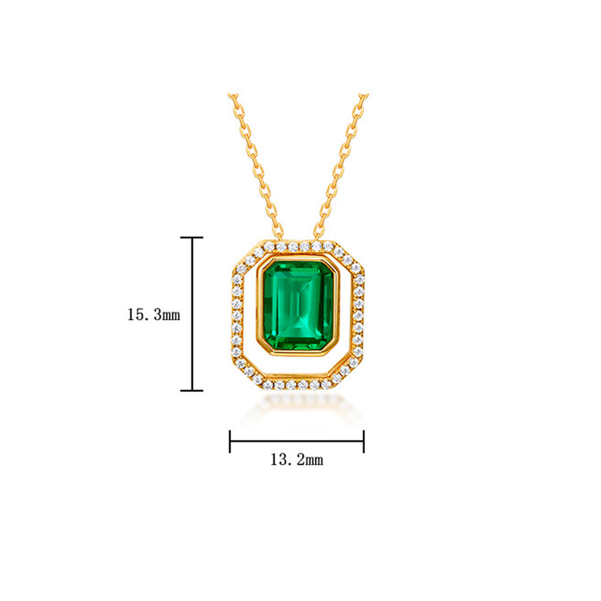 Verdant Majesty: Lab-Grown Emerald Octagon Transformer Necklace