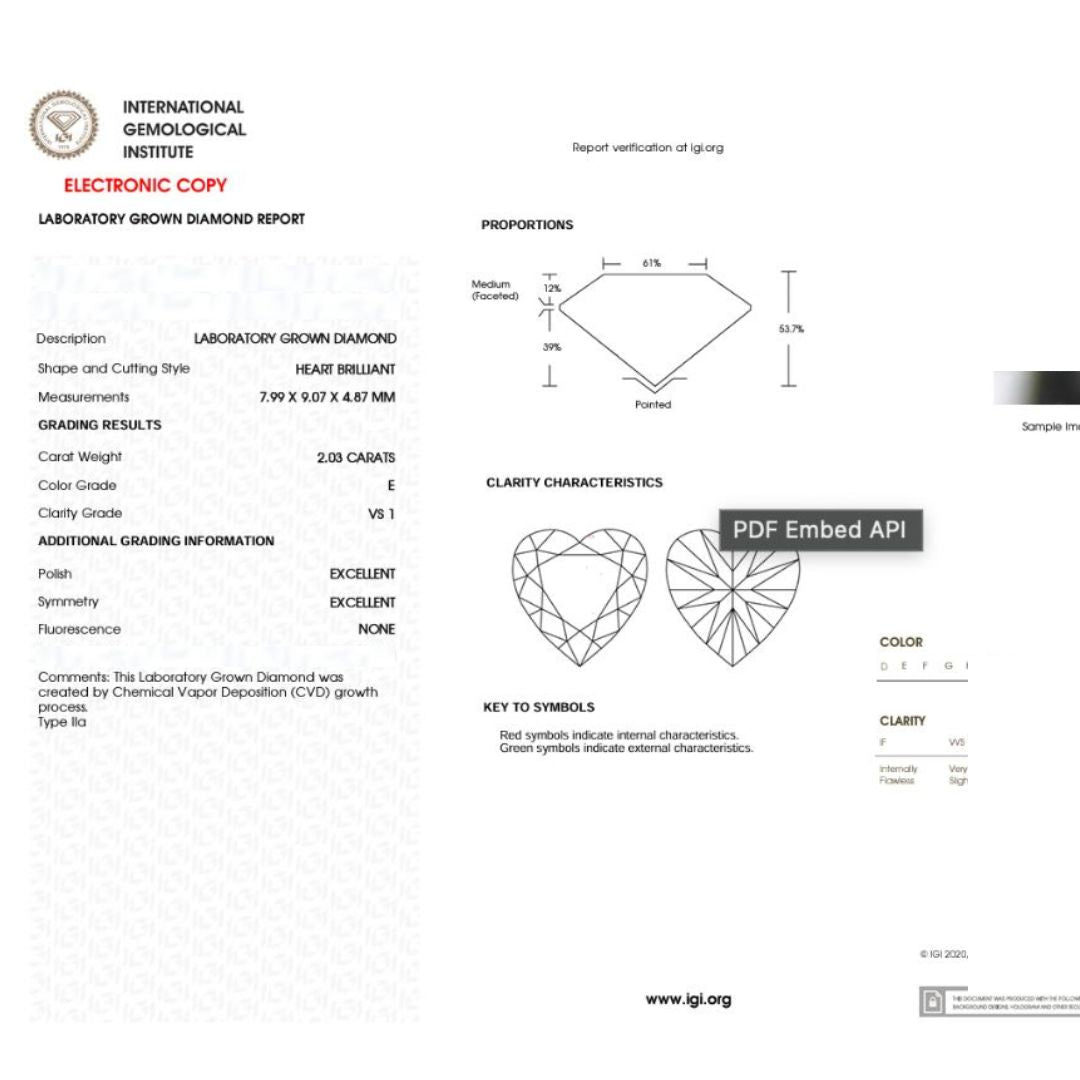 Lab Diamond Heart Shape IGI Certificate | Saratti