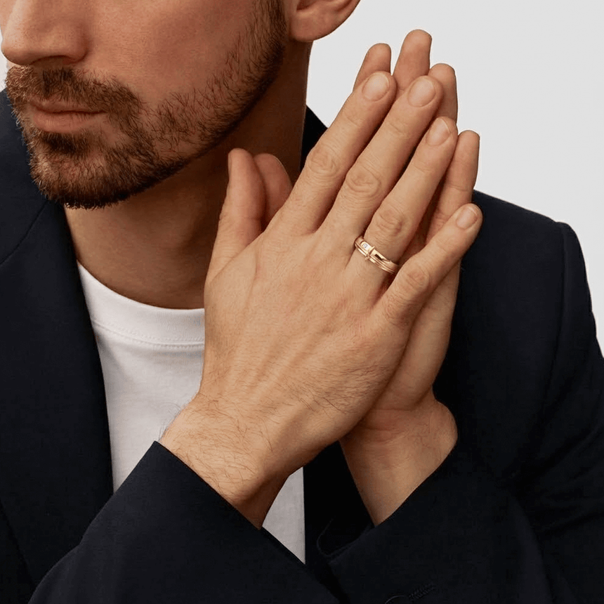 Love Notes Men’s Diamond Wedding Band in 18K Rose Gold – SARATTI