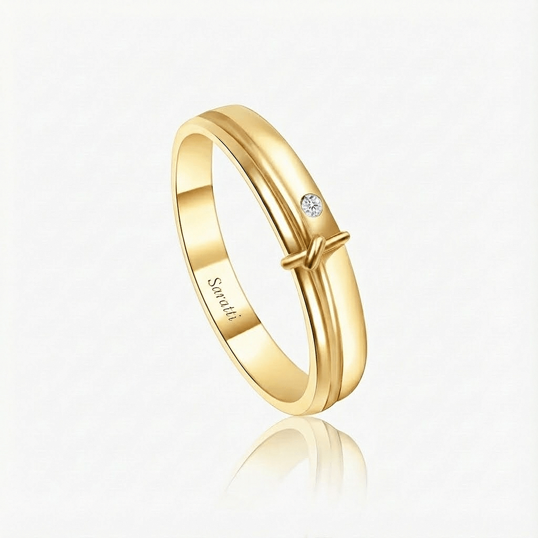Love Notes Men’s Diamond Wedding Band in 18K Yellow Gold – SARATTI