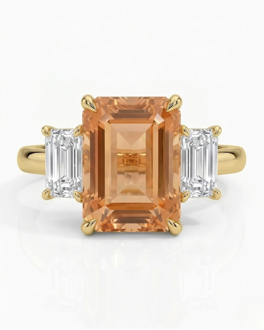 Lucent Step Build My Ring setting for emerald cut Natural Imperial Topaz | SARATTI