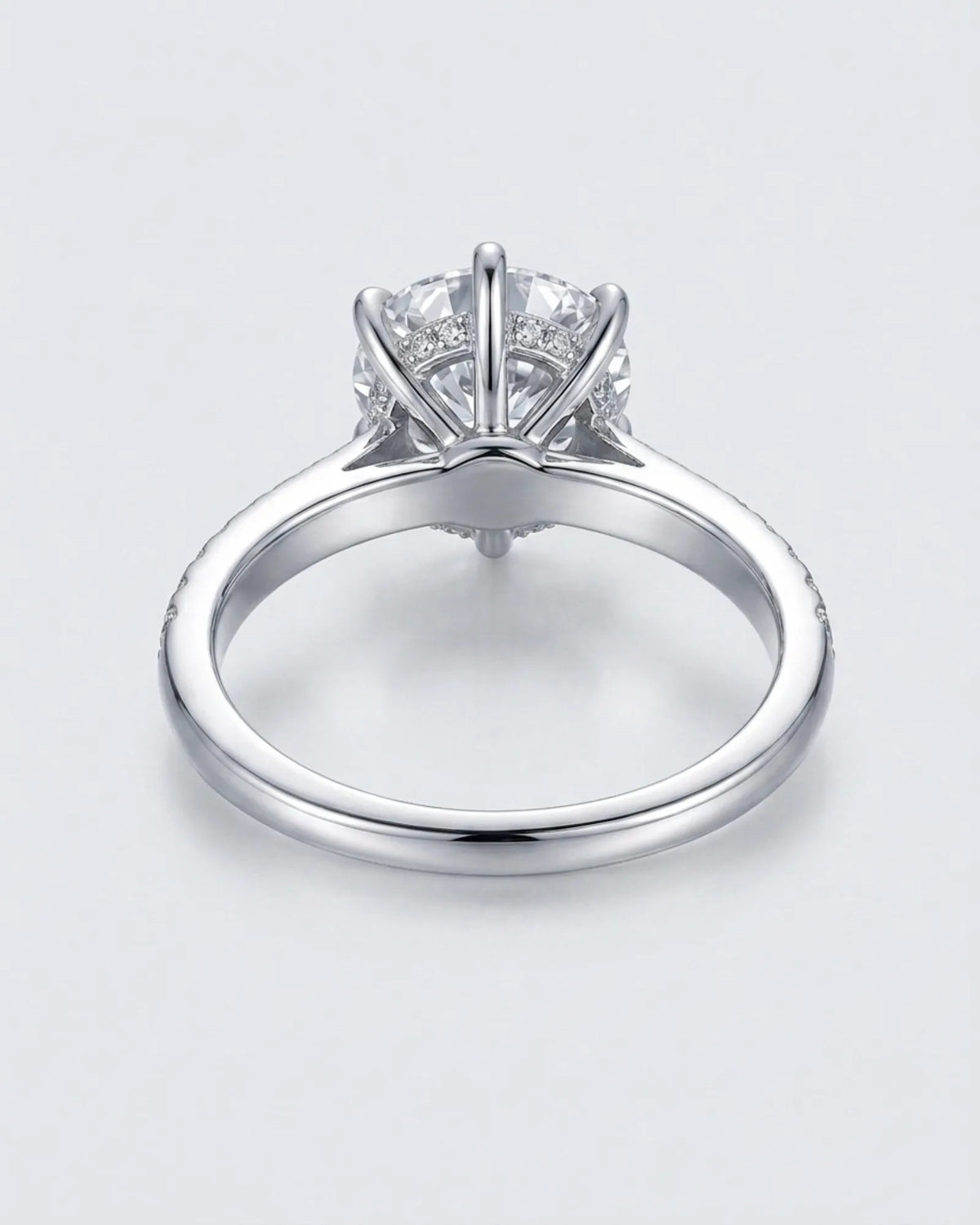 Luxury 3 ct moissanite engagement ring with six prongs in white gold - SARATTI