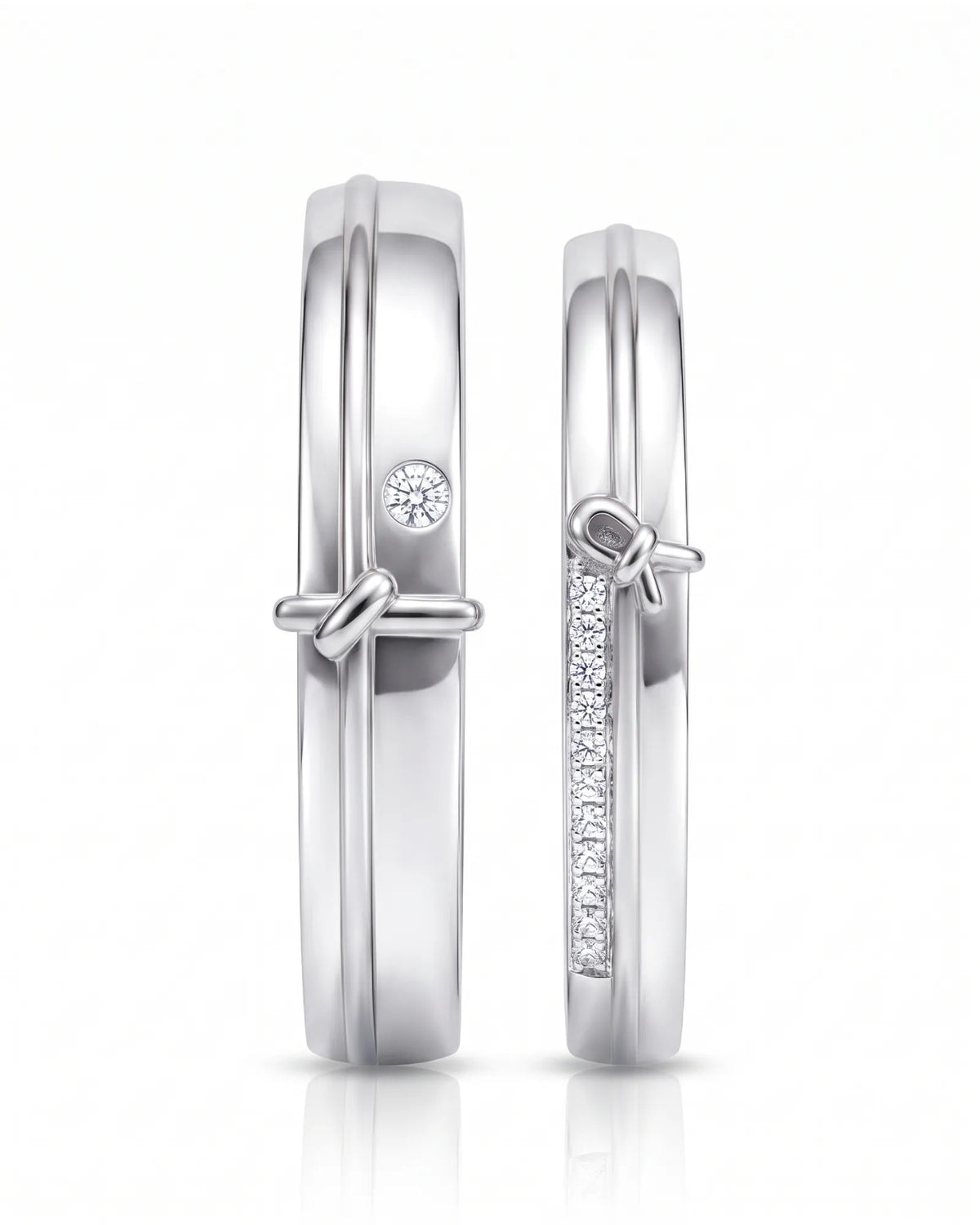 Luxury Love Notes wedding ring set with sophisticated elegance in luminous 18K white gold | SARATTI