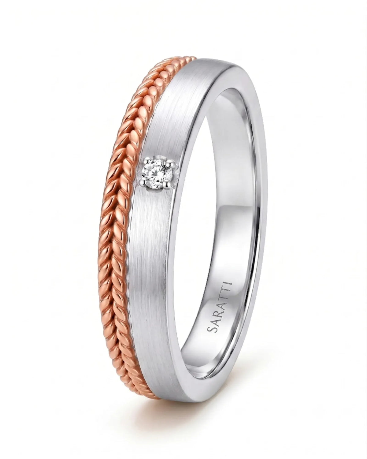 Luxury Timeless Bliss wedding ring set with classic elegance in two tone 18K gold | SARATTI