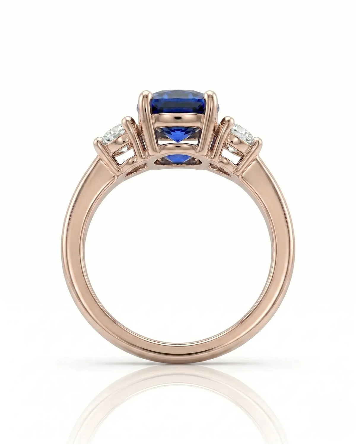 Luxury cushion sapphire diamond ring crafted in refined 18K rose gold - SARATTI