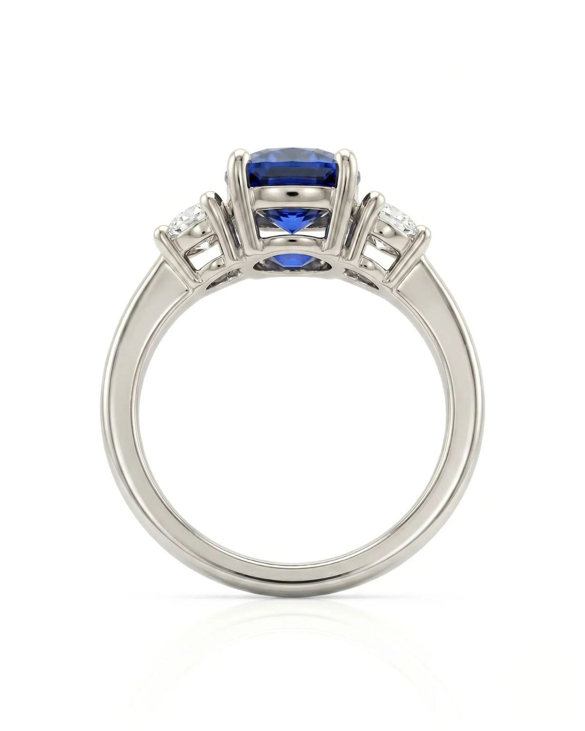 Luxury cushion sapphire diamond ring crafted in refined 18K white gold | SARATTI