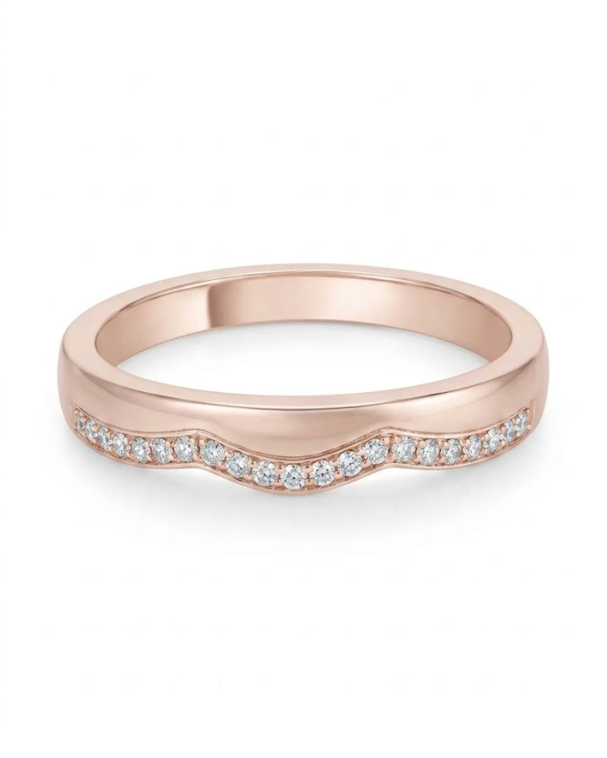 Luxury half eternity diamond wedding band set with refined craftsmanship in warm 18K rose gold | SARATTI