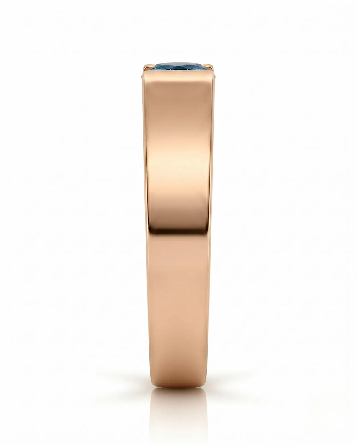 Luxury men’s ring with vivid blue diamond and structured 18K rose gold design - SARATTI
