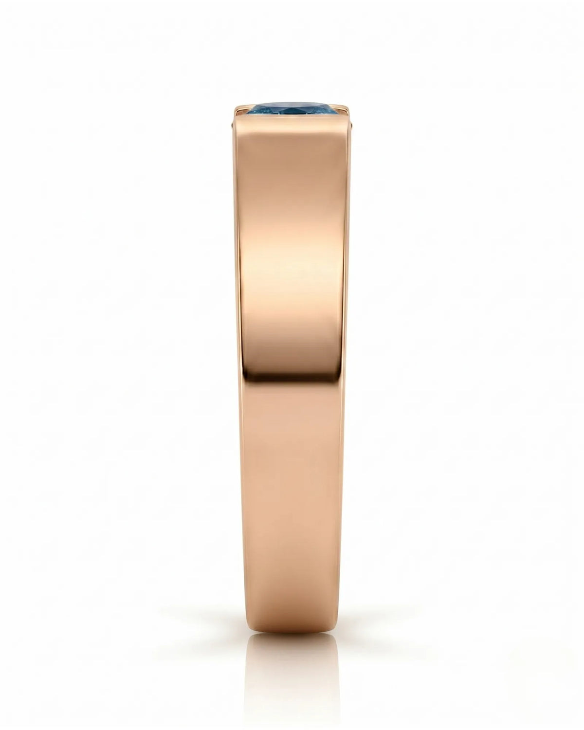 Luxury men’s ring with vivid blue diamond and structured 18K rose gold design - SARATTI