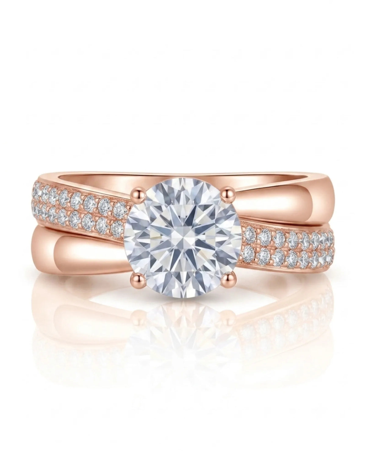 Luxury moissanite engagement ring with floating centre and refined 18K rose gold craftsmanship | SARATTI