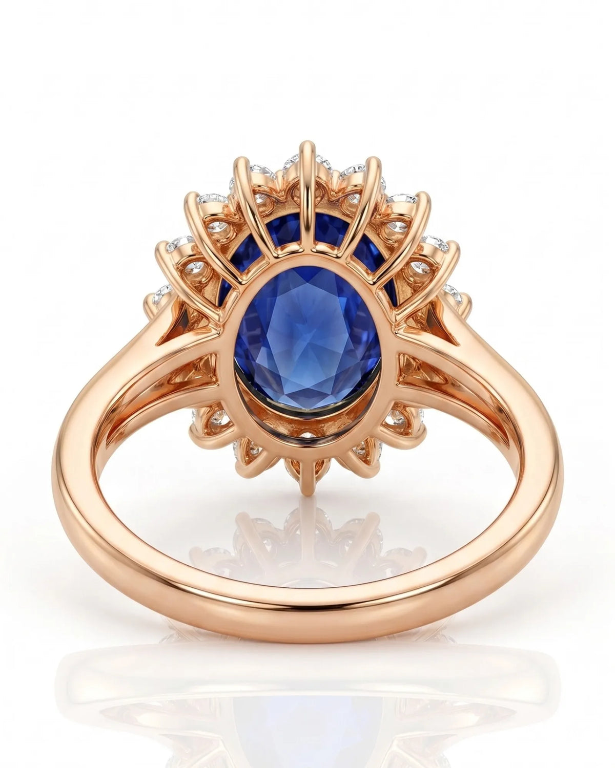 Luxury oval sapphire diamond promise ring crafted in refined 18K rose gold | SARATTI