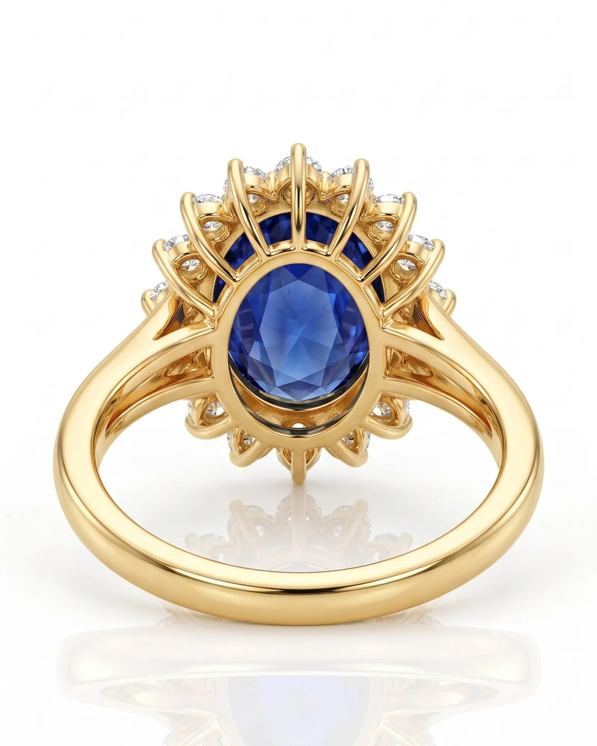 Luxury oval sapphire diamond promise ring crafted in rich 18K yellow gold | SARATTI
