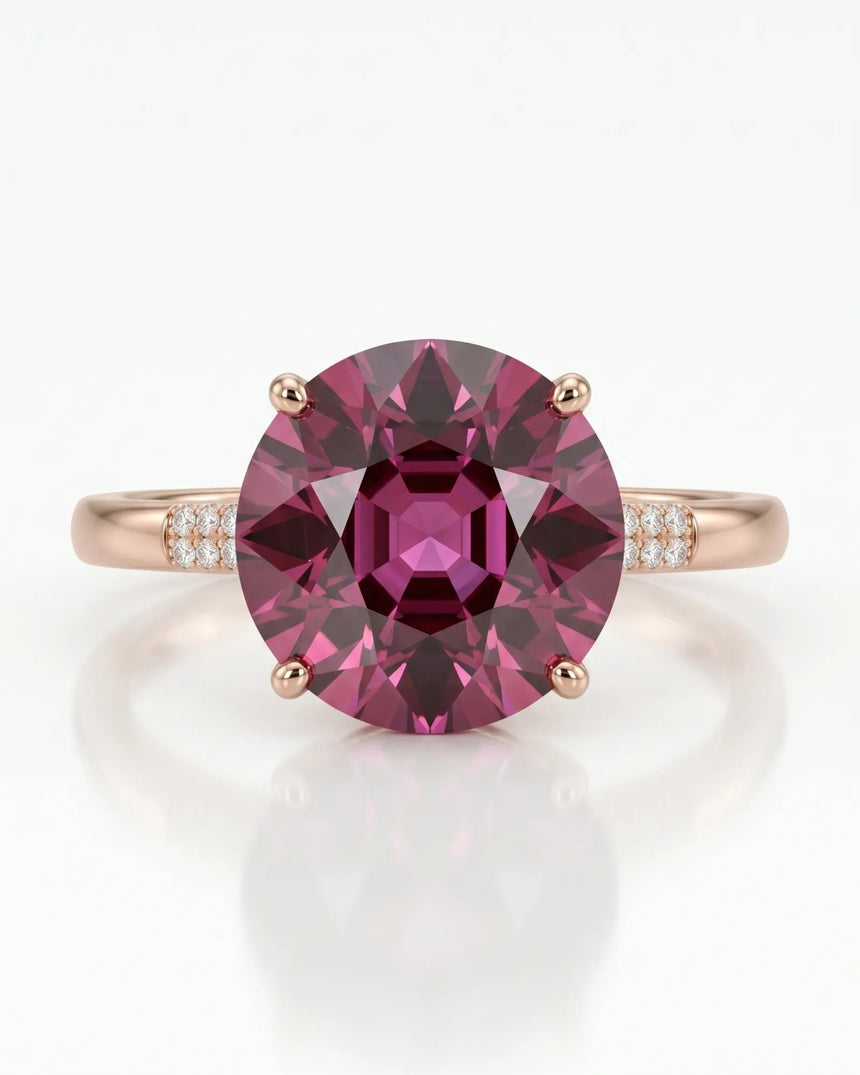 Luxury pink tourmaline ring with oval center stone in 18K rose gold | SARATTI